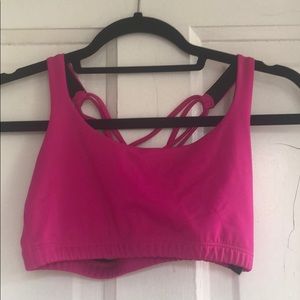 Pink cross sports bra